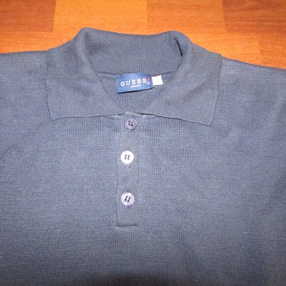 GUESS? Jeans Dark Blue Polo Sweater - Large - Picture 5 of 9